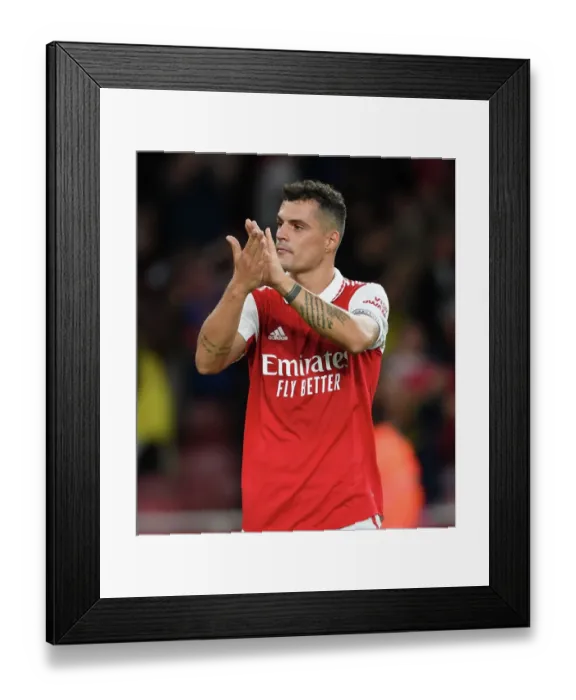 Framed Print : Arsenal's Granit Xhaka Honors Fans: Arsenal vs Aston Villa, Premier League 2022-23 Framed Print : Arsenal's Granit Xhaka Honors Fans: Arsenal vs Aston Villa, Premier League 2022-23