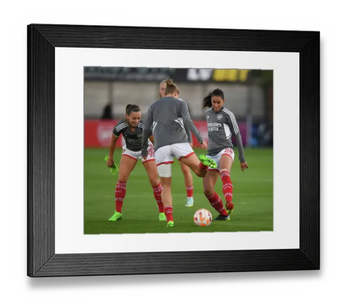Framed Print : Arsenal Women's Squad Prepares: Intense Warm-Up Before Match vs Brighton & Hove Albion, FA WSL