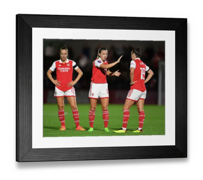Framed Print : Intense Moment: McCabe and Foord in Deep Conversation during Arsenal WFC vs Brighton & Hove Albion WFC FA WSL Match Framed Print : Intense Moment: McCabe and Foord in Deep Conversation during Arsenal WFC vs Brighton & Hove Albion WFC FA WSL Match