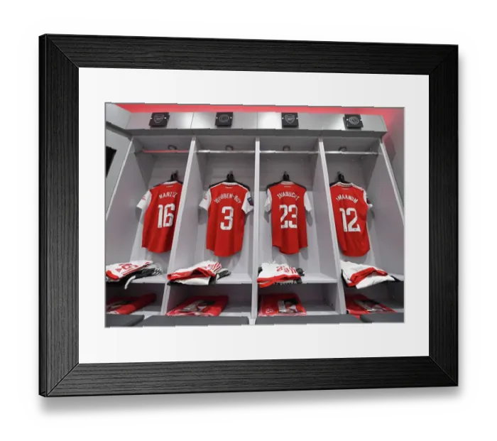 Framed Print : Arsenal Women's FC: Pre-Match Kit Preparation - Arsenal WFC vs Brighton & Hove Albion WFC, FA Womens Super League 2022-23
