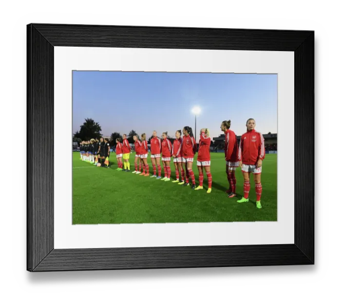 Framed Print : Arsenal WFC: McCabe and Miedema Lead Pre-Match Line-Up Against Brighton & Hove Albion WFC in FA WSL