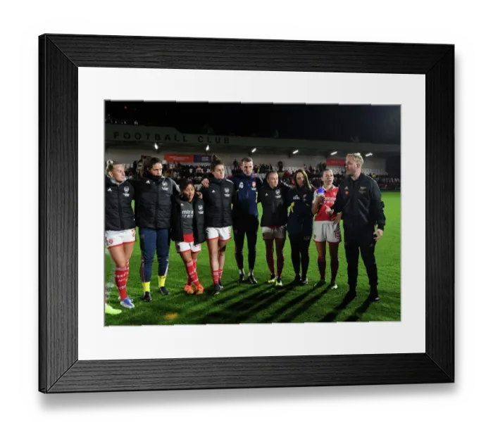 Framed Print : Arsenal Women's Coach Jonas Eidevall Addresses Team After Match Against Brighton & Hove Albion Framed Print : Arsenal Women's Coach Jonas Eidevall Addresses Team After Match Against Brighton & Hove Albion