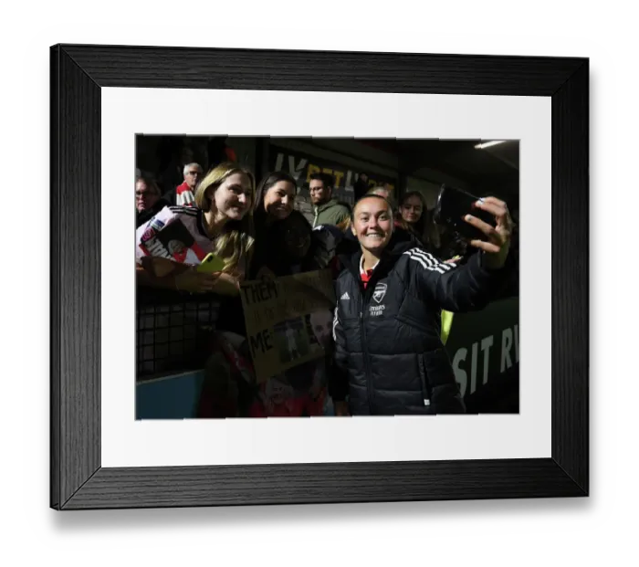 Framed Print : Arsenal Women's Team Celebrates FA WSL Victory Over Brighton & Hove Albion WFC with Fans at Meadow Park Framed Print : Arsenal Women's Team Celebrates FA WSL Victory Over Brighton & Hove Albion WFC with Fans at Meadow Park