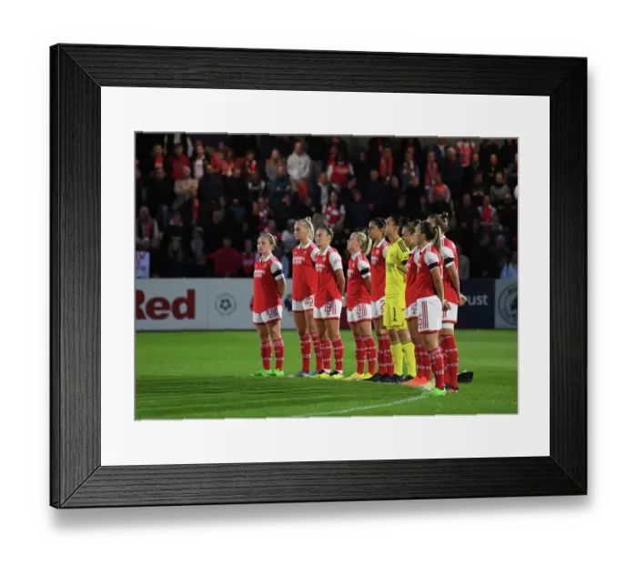 Framed Print : Arsenal Women Pay Tribute: A Moment of Silence for The Queen Before Arsenal WFC vs. Brighton & Hove Albion WFC