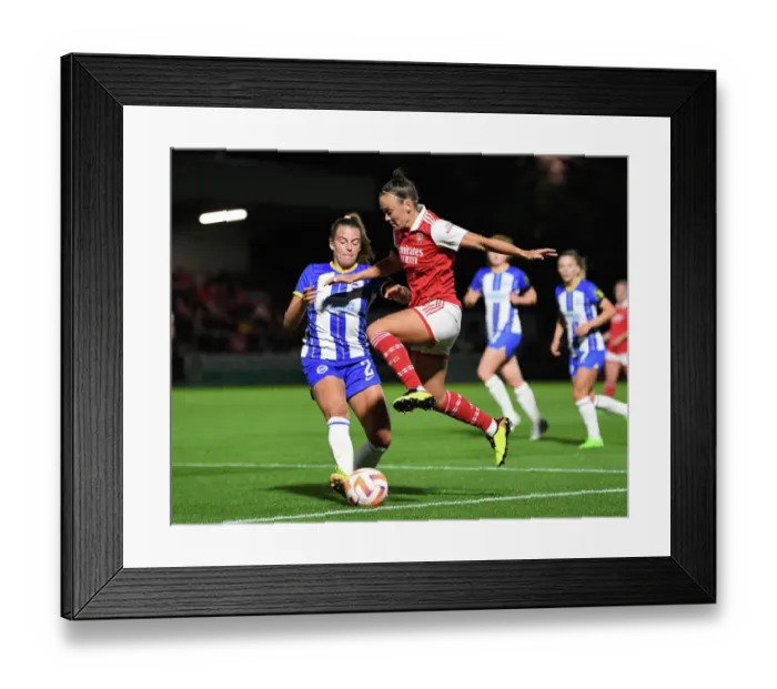 Framed Print : Arsenal WFC vs. Brighton & Hove Albion WFC: Battle in the Barclays Women's Super League (2022-23) - Arsenal's Caitlin Foord Faces Off Against Brighton's Jorja Fox Framed Print : Arsenal WFC vs. Brighton & Hove Albion WFC: Battle in the Barclays Women's Super League (2022-23) - Arsenal's Caitlin Foord Faces Off Against Brighton's Jorja Fox