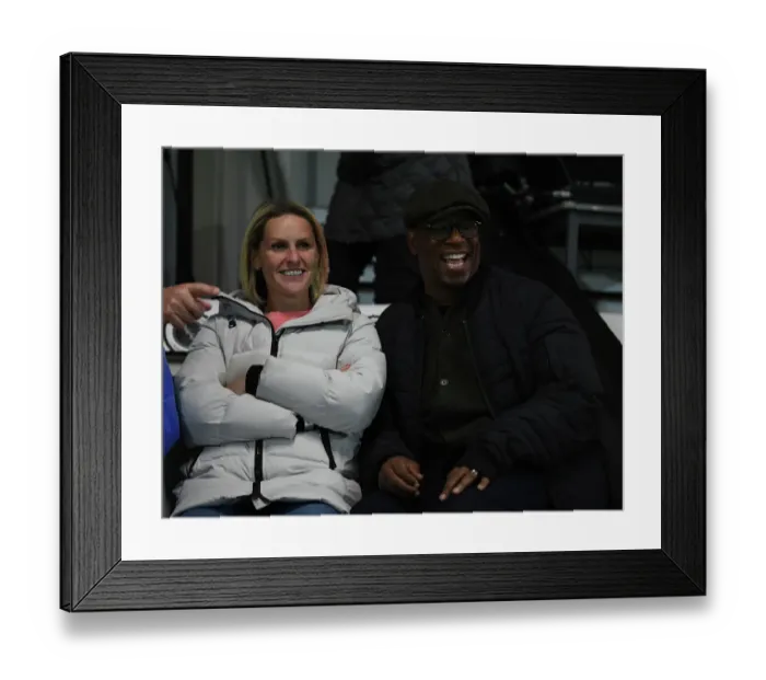 Framed Print : Arsenal WFC vs Brighton & Hove Albion WFC: Ian Wright and Kelly Smith Reunite at Barclays Womens Super League Match Framed Print : Arsenal WFC vs Brighton & Hove Albion WFC: Ian Wright and Kelly Smith Reunite at Barclays Womens Super League Match
