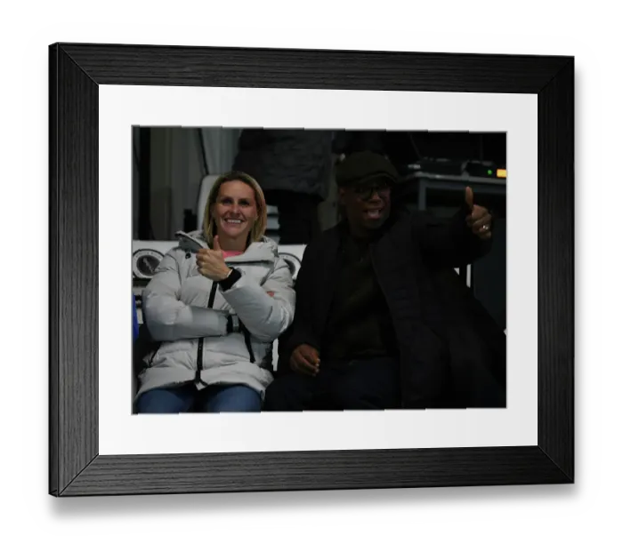 Framed Print : Arsenal FC: Ian Wright and Kelly Smith Cheer on Women's Team vs Brighton & Hove Albion in FA WSL Framed Print : Arsenal FC: Ian Wright and Kelly Smith Cheer on Women's Team vs Brighton & Hove Albion in FA WSL