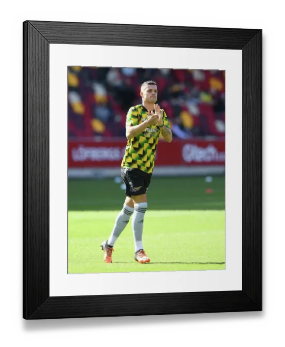 Framed Print : Granit Xhaka Rallies Arsenal Fans Before Brentford Clash, 2022-23 Premier League Framed Print : Granit Xhaka Rallies Arsenal Fans Before Brentford Clash, 2022-23 Premier League