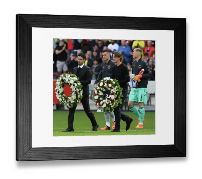 Framed Print : Manager's Unity: Arteta and Frank Lead Teams Out for Brentford vs. Arsenal (Premier League 2022-23)