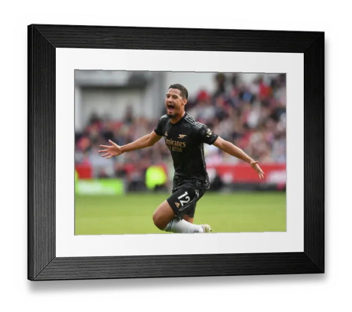 Framed Print : Saliba Scores the Winner: Arsenal's Thrilling Victory Over Brentford in the Premier League Framed Print : Saliba Scores the Winner: Arsenal's Thrilling Victory Over Brentford in the Premier League