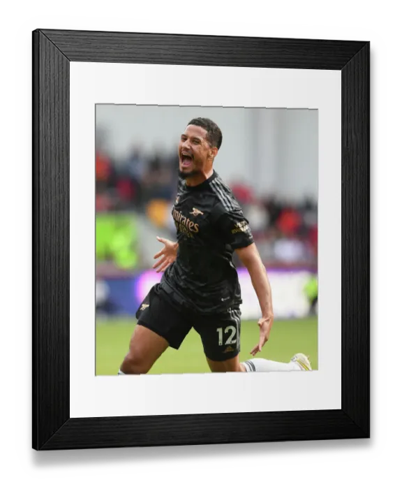 Framed Print : William Saliba's First Arsenal Goal: Brentford 1-1 Arsenal, 2022-23 Premier League