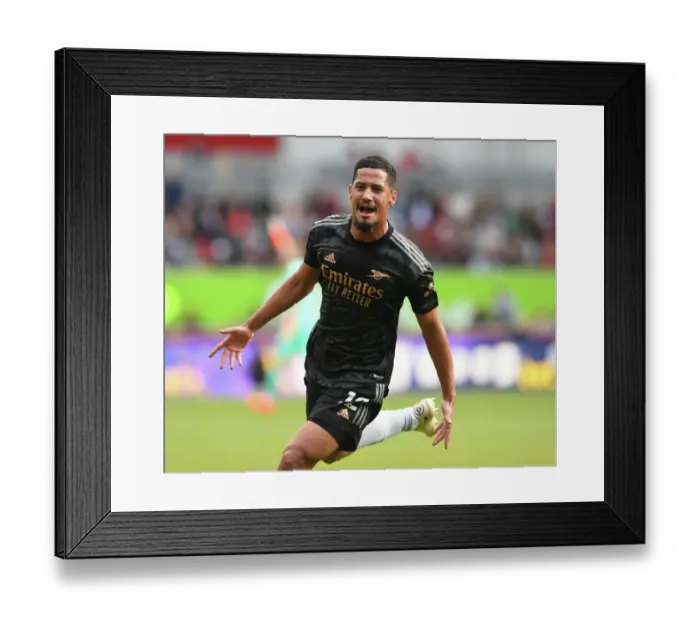 Framed Print : Saliba Stunner: Brentford-Arsenal Debut Goal, 2022-23 Premier League
