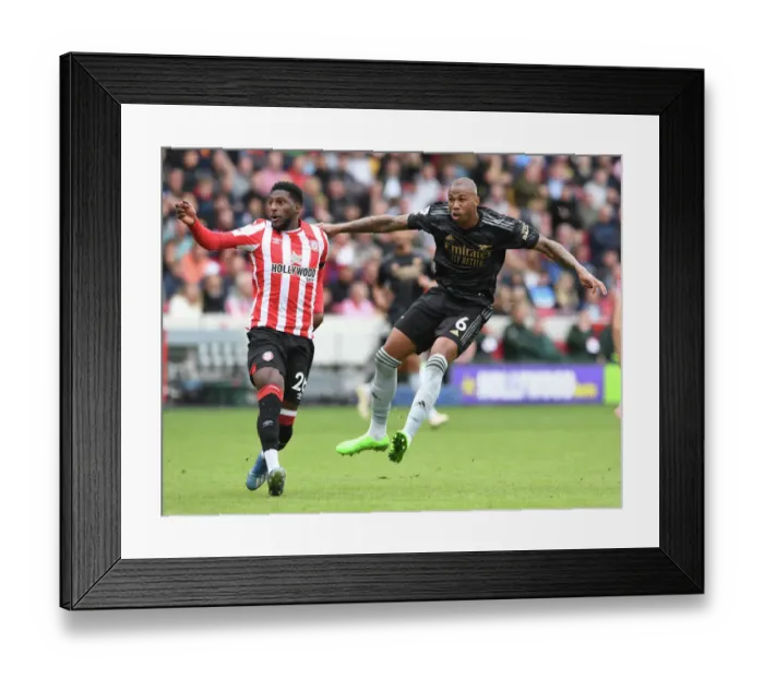 Framed Print : Gabriel Magalhaes Faces Pressure: Brentford vs Arsenal, 2022-23 Premier League Framed Print : Gabriel Magalhaes Faces Pressure: Brentford vs Arsenal, 2022-23 Premier League