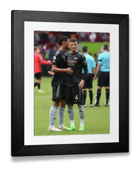 Framed Print : Arsenal's Ben White and William Saliba Celebrate Victory Over Brentford in 2022-23 Premier League Framed Print : Arsenal's Ben White and William Saliba Celebrate Victory Over Brentford in 2022-23 Premier League