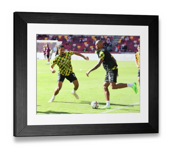 Framed Print : Arsenal's Saliba and Magalhaes Prepare for Brentford Clash - Premier League 2022-23