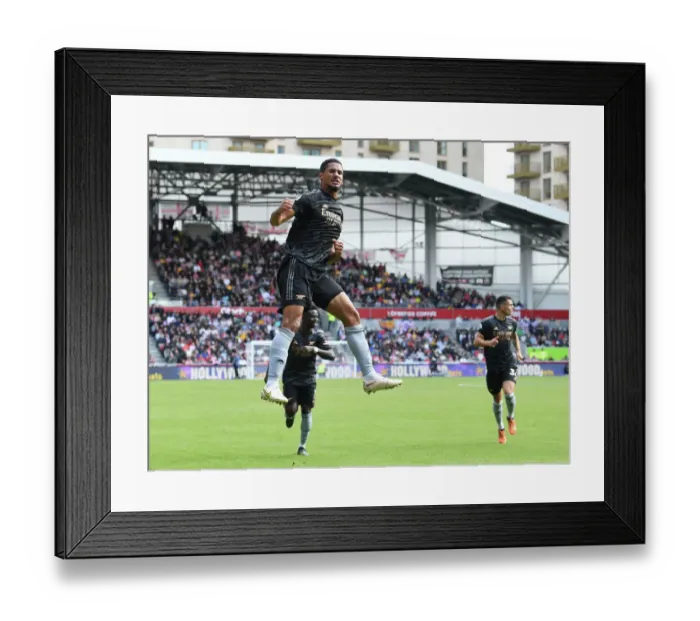 Framed Print : Saliba Scores First Arsenal Goal: Brentford vs Arsenal, Premier League 2022-23 Framed Print : Saliba Scores First Arsenal Goal: Brentford vs Arsenal, Premier League 2022-23