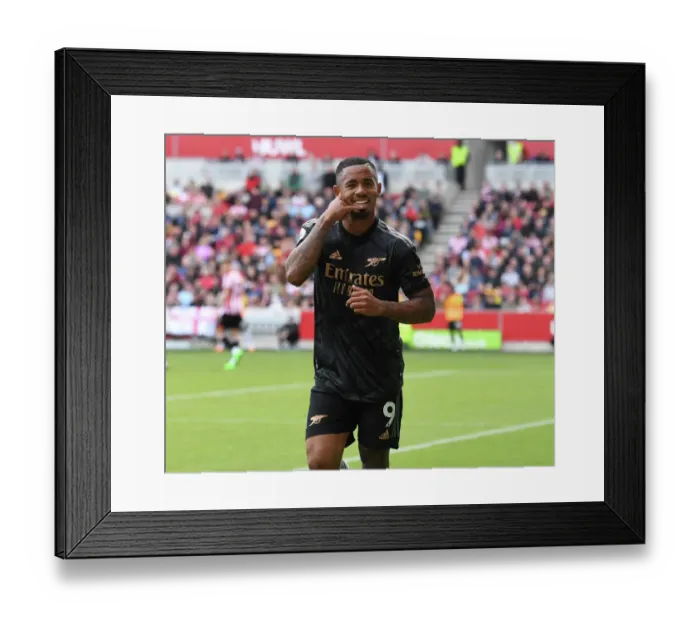 Framed Print : Gabriel Jesus Strikes: Arsenal Claims Victory Over Brentford in Premier League 2022-23