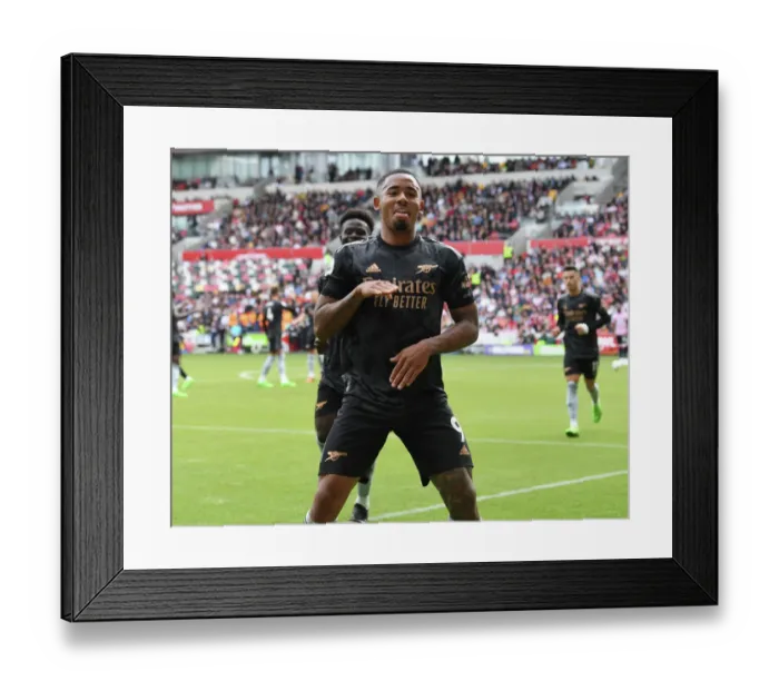 Framed Print : Gabriel Jesus Scores the Winning Goal: Arsenal's Triumph over Brentford in the Premier League 2022-23