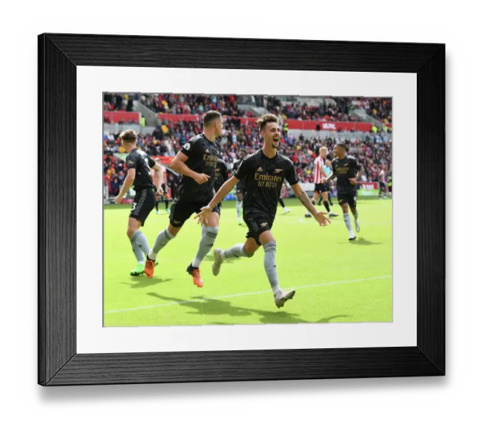 Framed Print : Fabio Vieira's Hat-Trick: Arsenal Crushes Brentford in Premier League Match