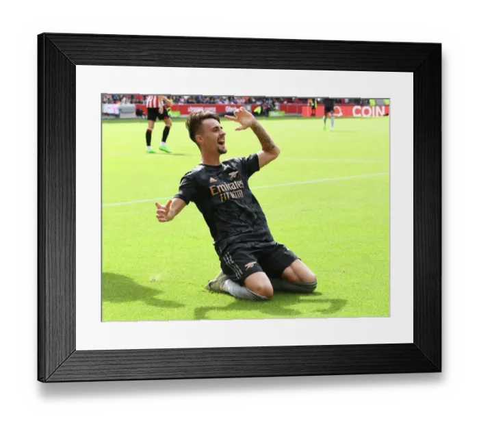 Framed Print : Fabio Vieira Hat-Trick: Arsenal Dominate Brentford in Premier League