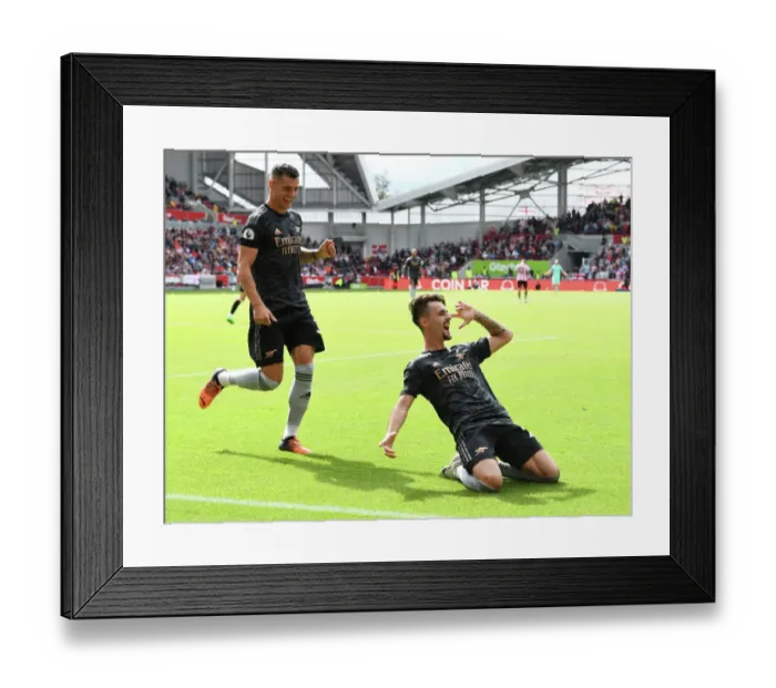 Framed Print : Fabio Vieira Hat-Trick: Arsenal's Dominance Over Brentford in the Premier League