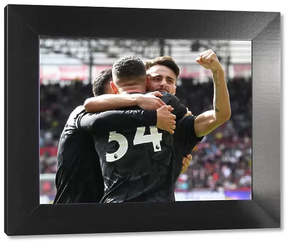 Triumphant Moment: Fabio Vieira and Granit Xhaka Celebrate Arsenal's Goals Against Brentford (2022-23)