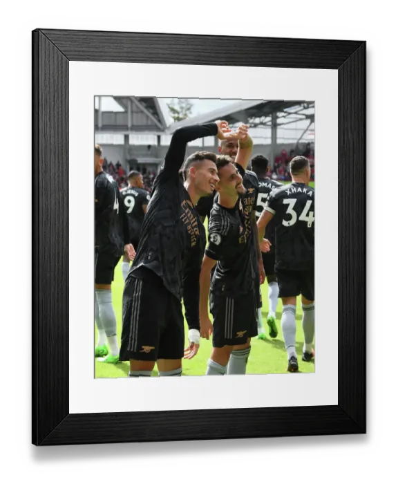 Framed Print : Fabio Vieira and Gabriel Martinelli Celebrate Arsenal's 3rd Goal vs Brentford (2022-23) Framed Print : Fabio Vieira and Gabriel Martinelli Celebrate Arsenal's 3rd Goal vs Brentford (2022-23)