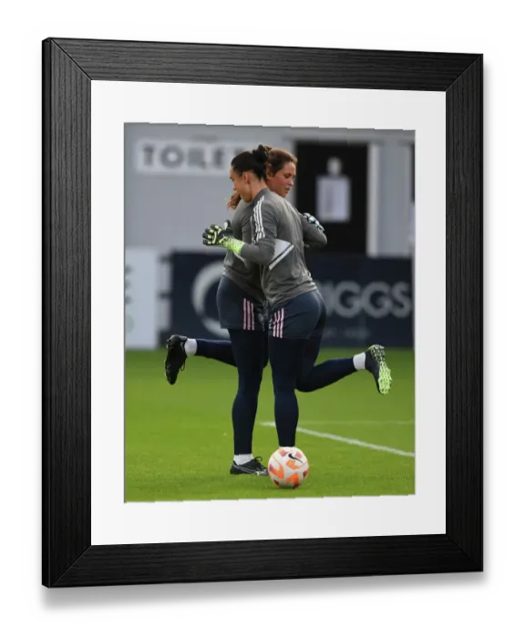 Framed Print : Arsenal Women vs Ajax Women: Pre-Match Warm-Up, UEFA Women's Champions League Second Qualifying Round First Leg