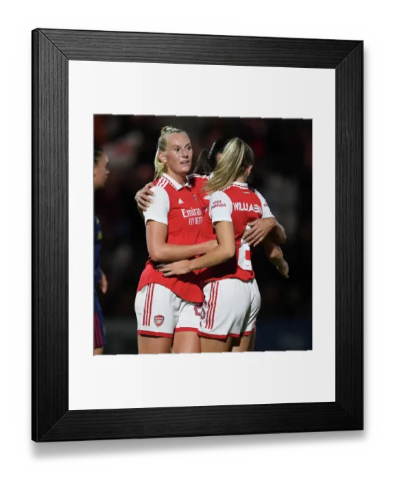 Framed Print : Stina Blackstenius Scores First Goal for Arsenal Women in UEFA Champions League Debut