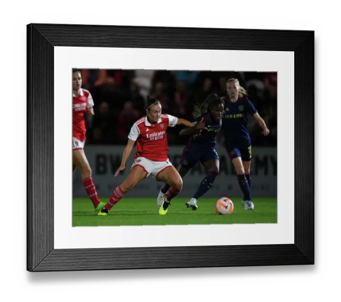Framed Print : Arsenal vs Ajax: Caitlin Foord vs Liza van der Most - UEFA Women's Champions League Clash