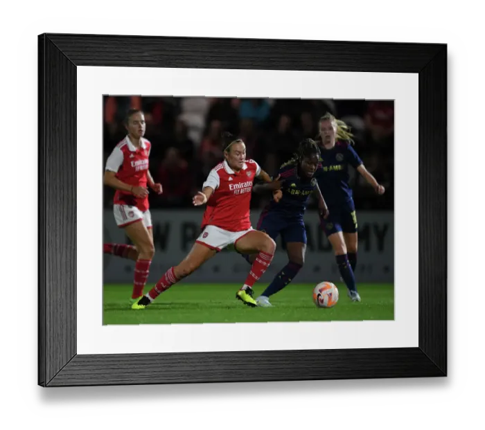 Framed Print : Arsenal's Caitlin Foord Fouls by Ajax's Liza van der Most in UEFA Women's Champions League Clash