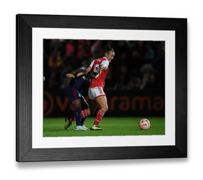 Framed Print : Arsenal vs Ajax: UEFA Women's Champions League Second Qualifying Round First Leg - Caitlin Foord Fouled by Liza van der Most Framed Print : Arsenal vs Ajax: UEFA Women's Champions League Second Qualifying Round First Leg - Caitlin Foord Fouled by Liza van der Most