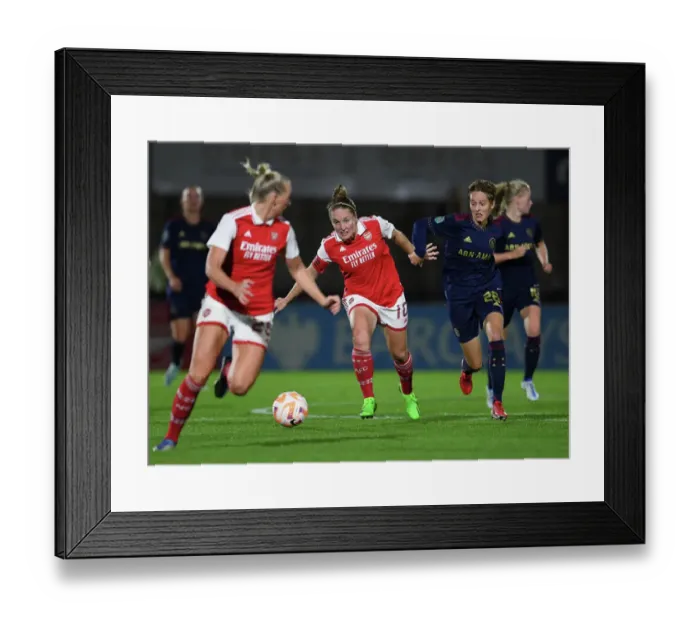 Framed Print : Arsenal vs. Ajax: A Champions League Showdown - Kim Little vs. Isa Kardinaal