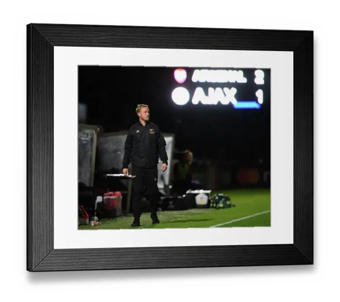 Framed Print : Arsenal Women vs Ajax Women: UEFA Women's Champions League Showdown - Jonas Eidevall's Leadership on the Line in First Leg Against Ajax