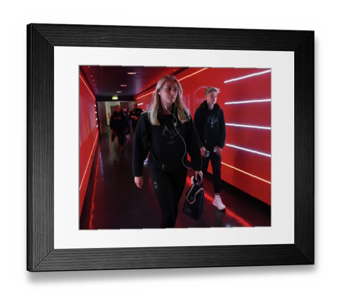 Framed Print : Arsenal's Stina Blackstenius Arrives at Emirates Stadium for 2022-23 Season Opener Against Tottenham Hotspur Women