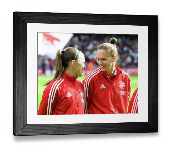 Framed Print : Arsenal Women's Star Players Vivianne Miedema and Katie McCabe Ahead of Showdown Against Tottenham Hotspur at Emirates Stadium