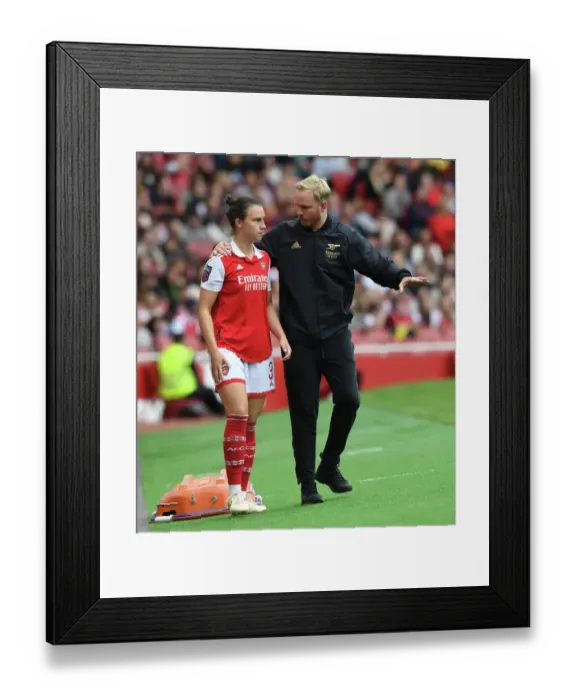 Framed Print : Arsenal Women's Coach Jonas Eidevall Guides Lotte Wubben-Moy at Emirates Stadium (2022-23 FA WSL): Arsenal vs. Tottenham Framed Print : Arsenal Women's Coach Jonas Eidevall Guides Lotte Wubben-Moy at Emirates Stadium (2022-23 FA WSL): Arsenal vs. Tottenham