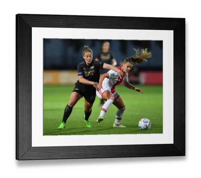 Framed Print : Arsenal vs Ajax: Kim Little Clashes with Victoria Pelova in UEFA Women's Champions League Second Qualifying Round