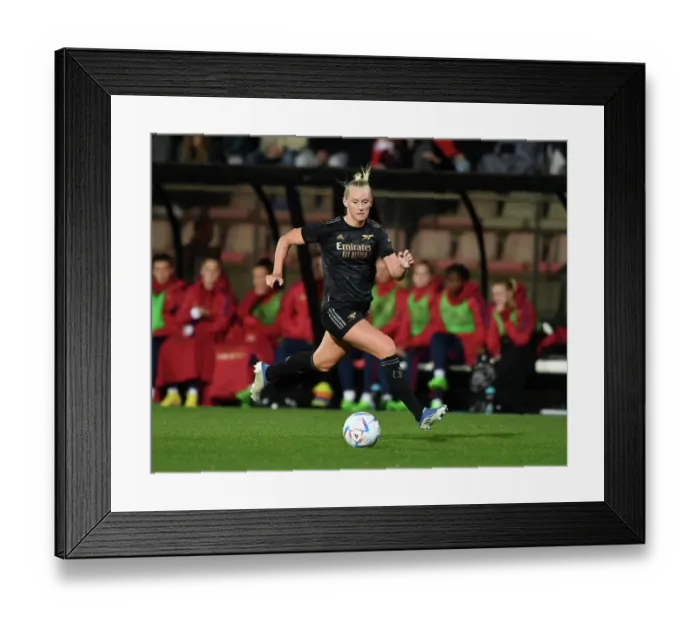 Framed Print : Arsenal's Stina Blackstenius Faces Off Against AFC Ajax in UEFA Women's Champions League Qualifier