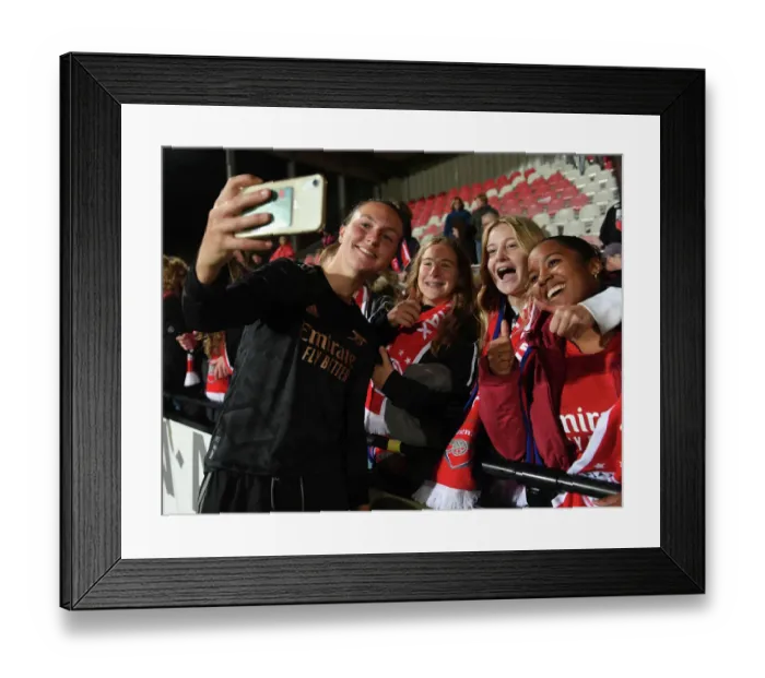 Framed Print : Arsenal Women's Team Celebrates with Fans after Qualifying Round Second Leg Win against AFC Ajax Framed Print : Arsenal Women's Team Celebrates with Fans after Qualifying Round Second Leg Win against AFC Ajax