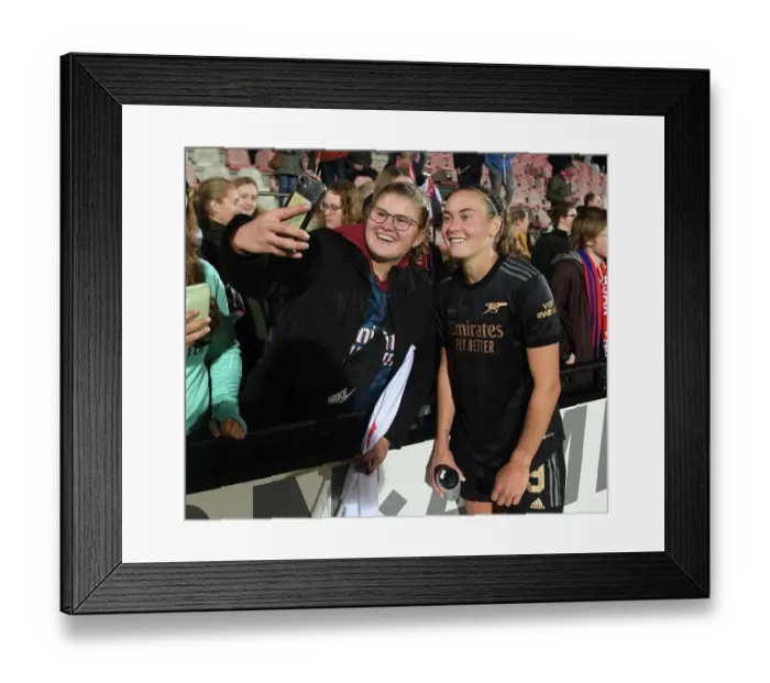 Framed Print : Arsenal Women Celebrate UEFA Champions League Qualification with Amsterdam Fans