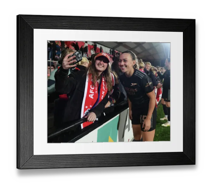Framed Print : Arsenal Women's Team Triumphs at AFC Ajax: McCabe's Selfie with Fans in UEFA Women's Champions League Framed Print : Arsenal Women's Team Triumphs at AFC Ajax: McCabe's Selfie with Fans in UEFA Women's Champions League