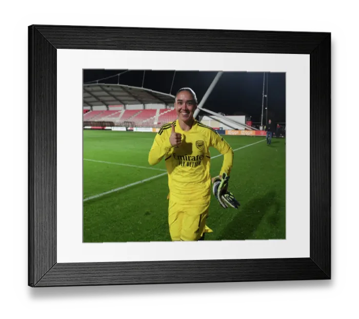 Framed Print : Arsenal's Manuela Zinsberger Faces Off Against Ajax in UEFA Women's Champions League