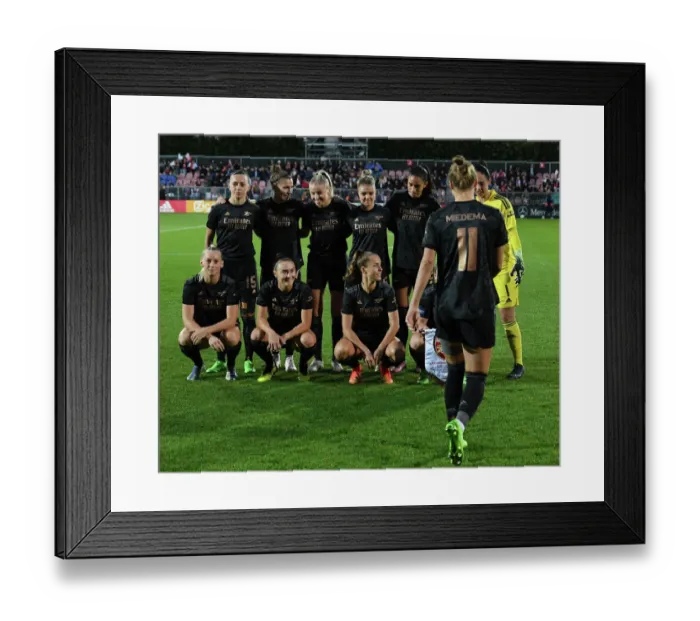 Framed Print : Arsenal and Ajax Women's Teams Unite Before UCL Showdown in Amsterdam