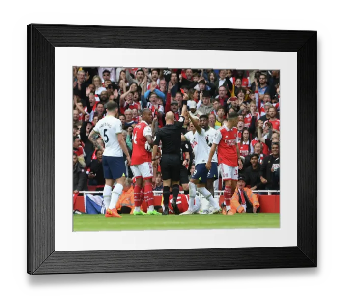 Framed Print : Red Card Drama: Emerson Royal's Ejection Fuels Arsenal vs. Tottenham Rivalry (2022-23) Framed Print : Red Card Drama: Emerson Royal's Ejection Fuels Arsenal vs. Tottenham Rivalry (2022-23)