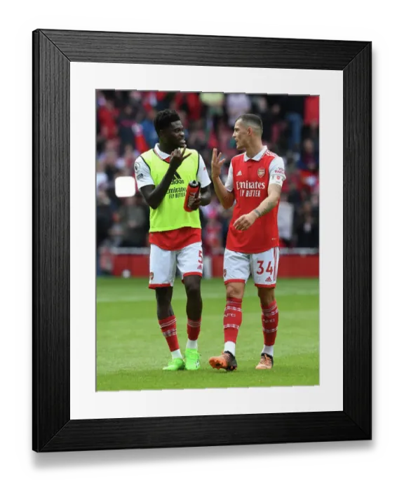 Framed Print : Arsenal's Thomas Partey and Granit Xhaka Share a Moment After Arsenal v Tottenham Rivalry Framed Print : Arsenal's Thomas Partey and Granit Xhaka Share a Moment After Arsenal v Tottenham Rivalry
