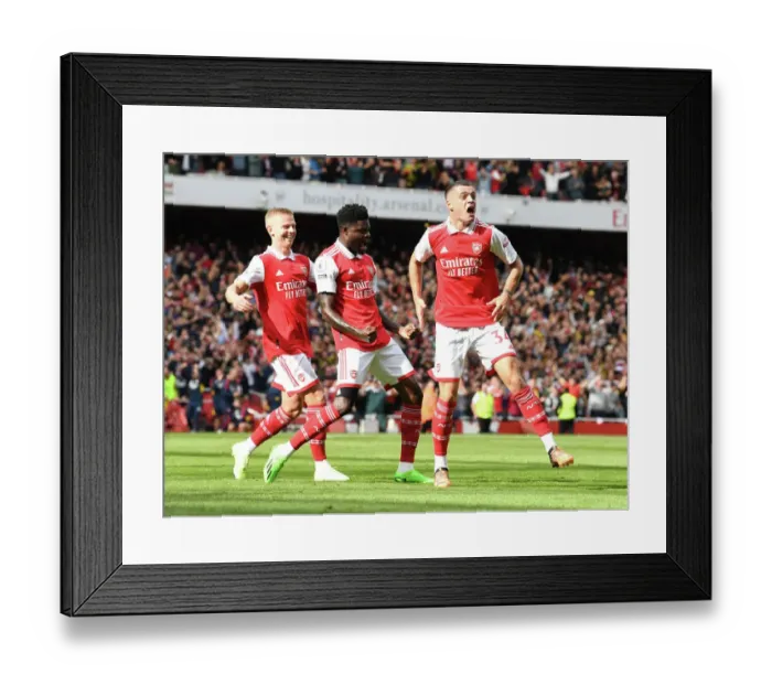 Framed Print : Thomas Partey's Goal Celebration: Arsenal's Triumph Over Tottenham in the 2022-23 Premier League