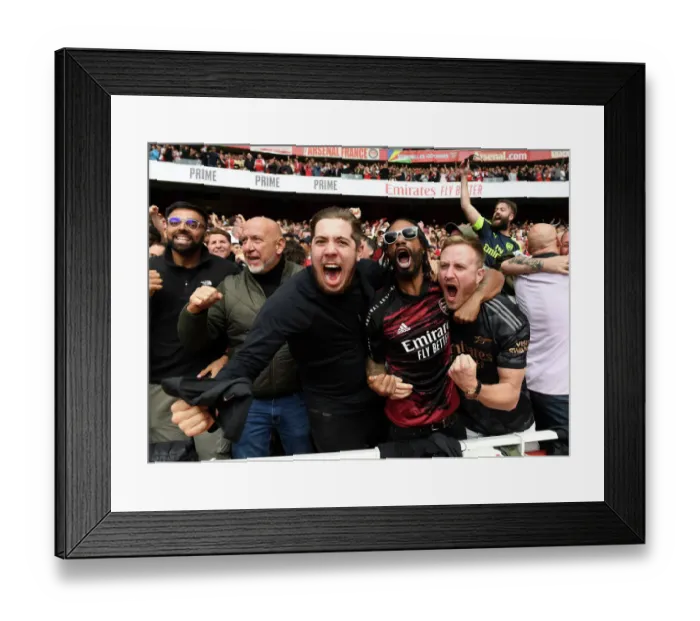 Framed Print : Arsenal's Derby Triumph: Euphoric Fans Celebrate Victory over Tottenham, Premier League 2022-23