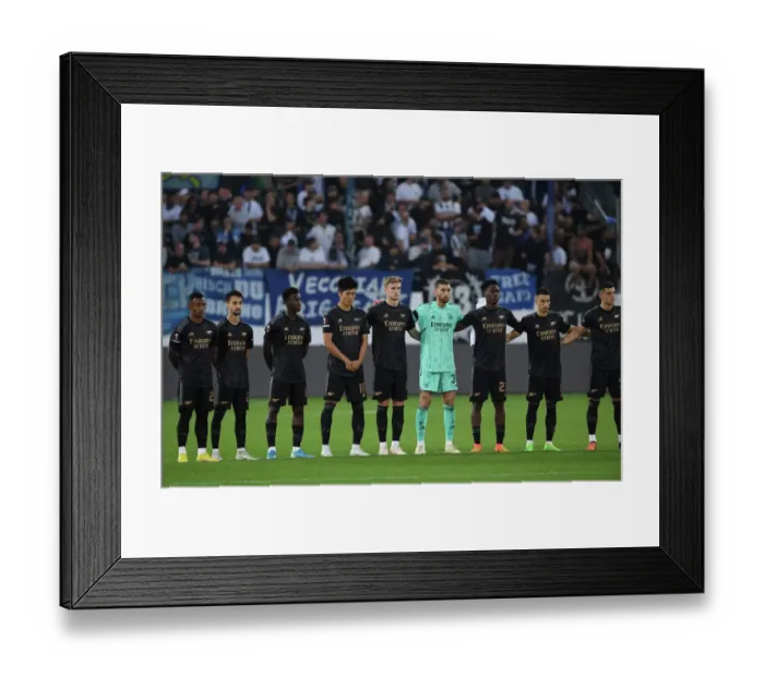 Framed Print : Arsenal Honors Queen Elizabeth: Minutes Silence at FC Zurich Europa League Match, 2022-23
