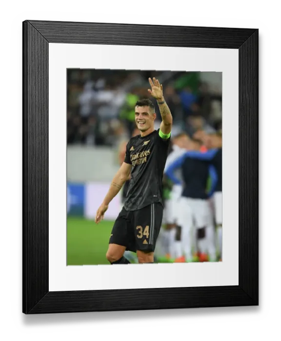 Framed Print : Arsenal's Xhaka Salutes Adoring Fans in FC Zurich Victory, UEFA Europa League 2022-23